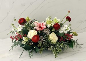 Premium floral rectangular tray centerpiece